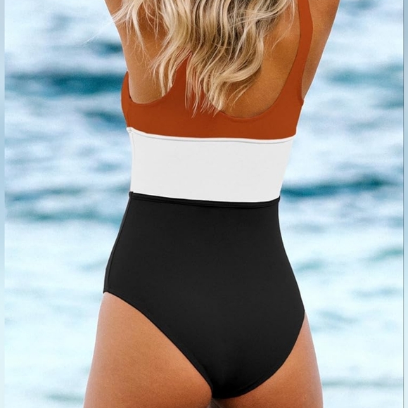 CUPSHE SWIMWEAR Bathing Suit, Women Brick Red, Small - Picture 4 of 4